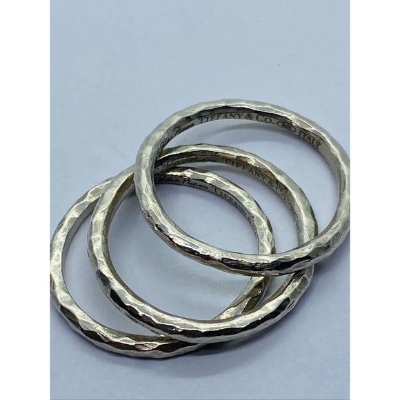 Excellent Authentic Tiffany & Co Paloma Picasso Hammered Bands Size 7 - Picture 5 of 9